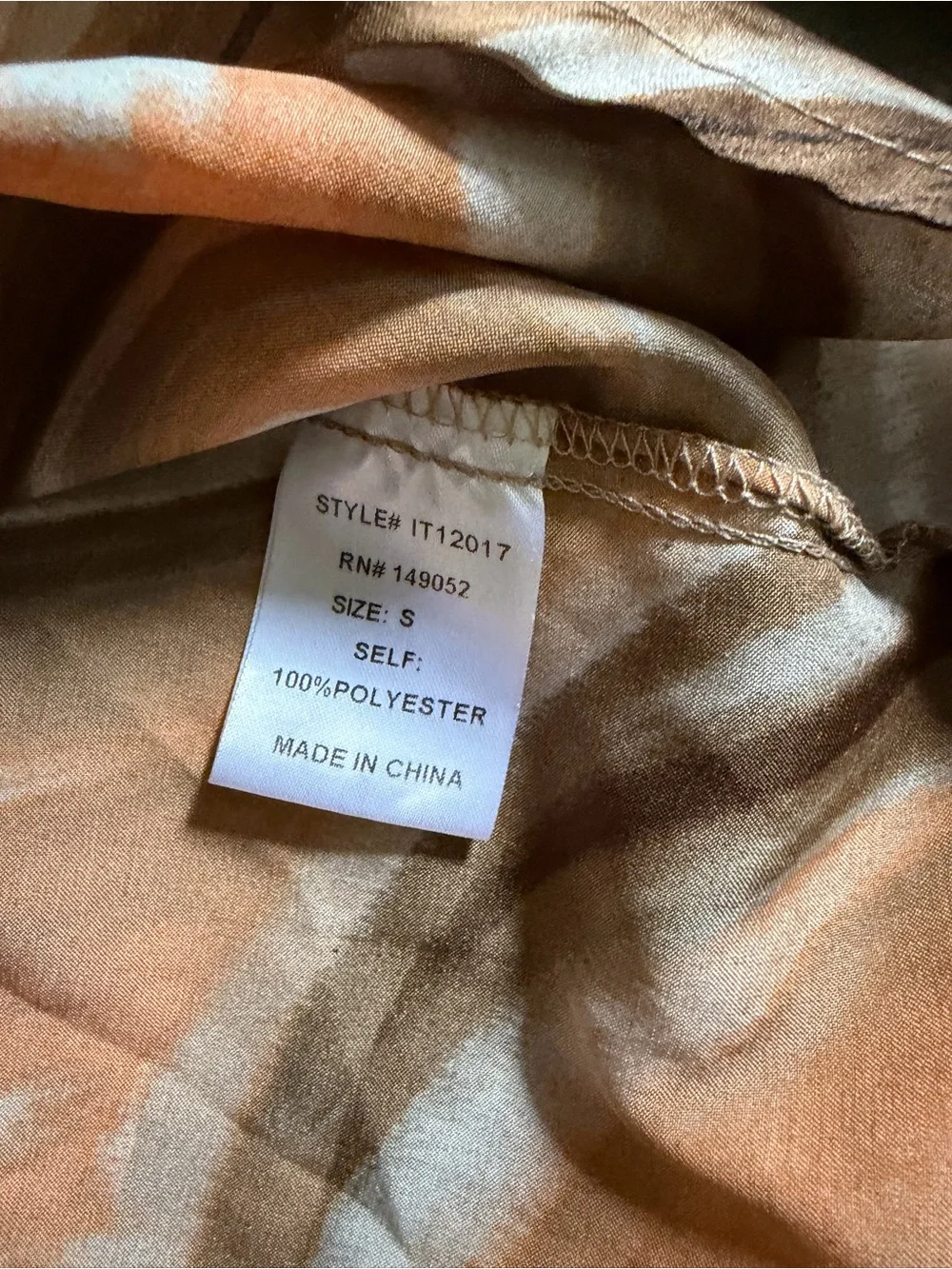 Fashion Nova Brown & Beige Swirl Satin Button-Up Top - Picture 4 of 4